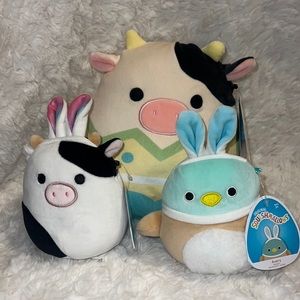 Easter squishmallows Avery and two different Connors 5 & 8in